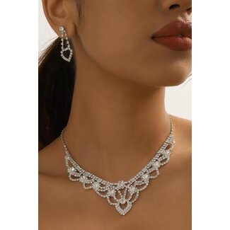 Silber Glamour Strass-Schmuck-Set
