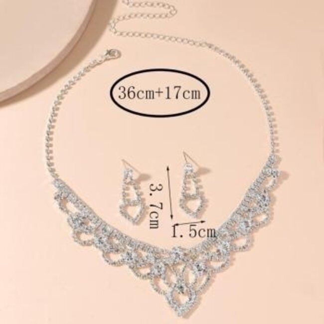 Silber Glamour Strass-Schmuck-Set