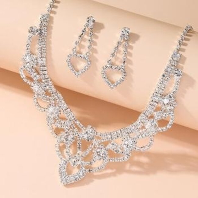 Silber Glamour Strass-Schmuck-Set