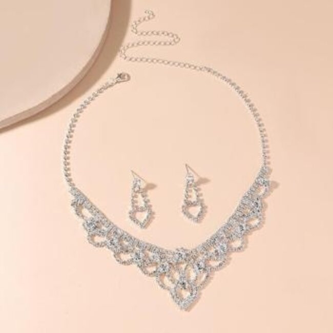 Silber Glamour Strass-Schmuck-Set