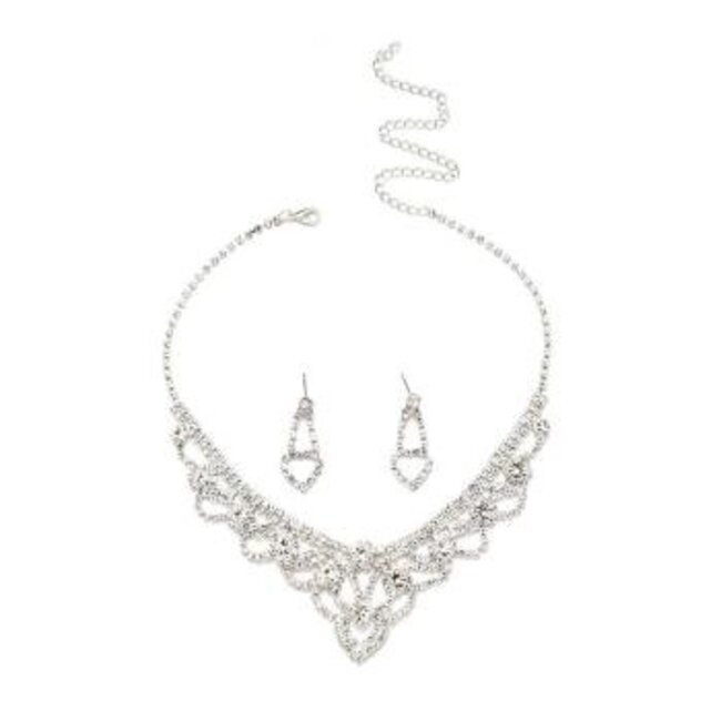Silber Glamour Strass-Schmuck-Set