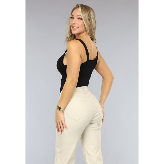 Schwarzes Soft Slip Top mit Push Up