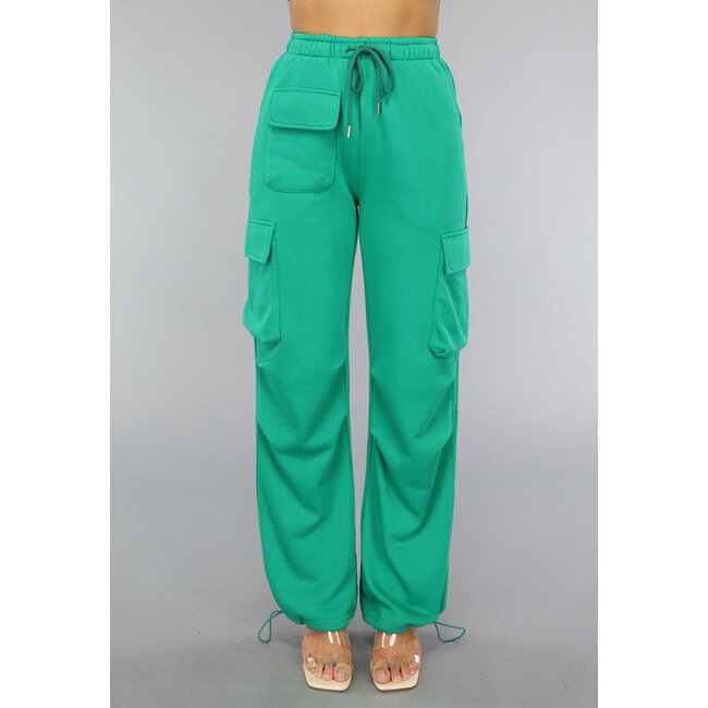Grüner Cargo-Jogger mit Stretch und Taschen