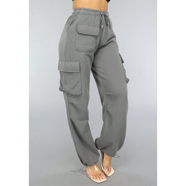 Anthrazitfarbene Cargo-Sweat-Hose mit Taschen