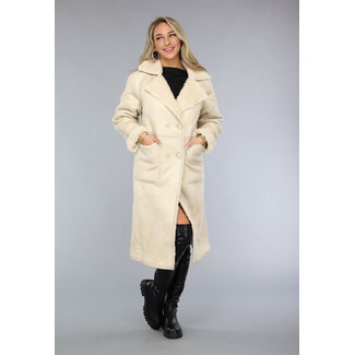 OP=OP! Langer beigefarbener Trenchcoat mit Teddy-Futter