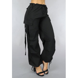 Schwarze Fallschirm-Cargo-Hose