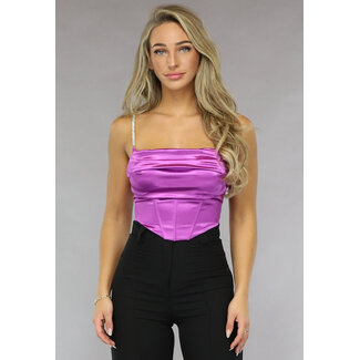 Lila Satin Drapiertes Top