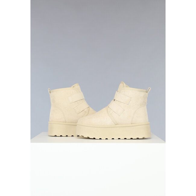 Robuste Schneestiefel mit Klettverschluss in Beige