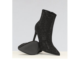 Schwarze Strass-Stiletto-Stiefeletten