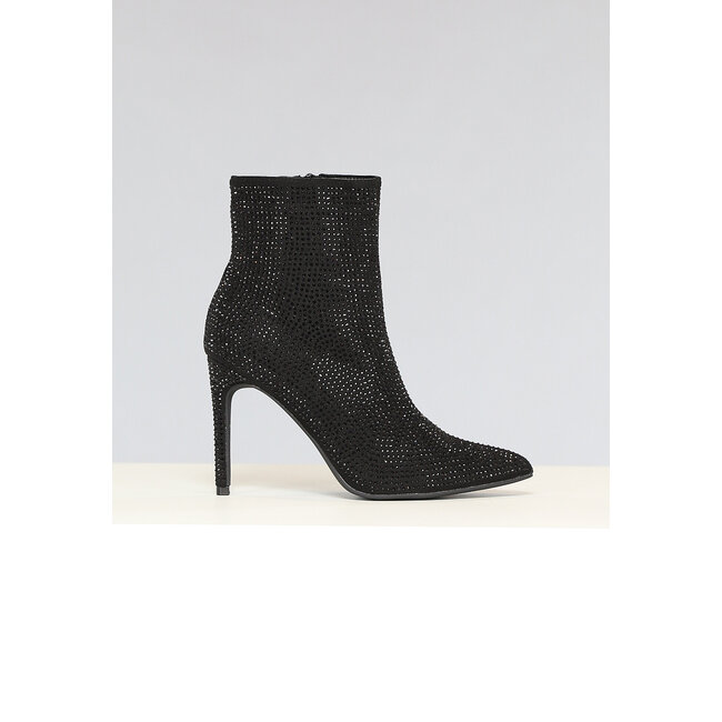 Schwarze Strass-Stiletto-Stiefeletten