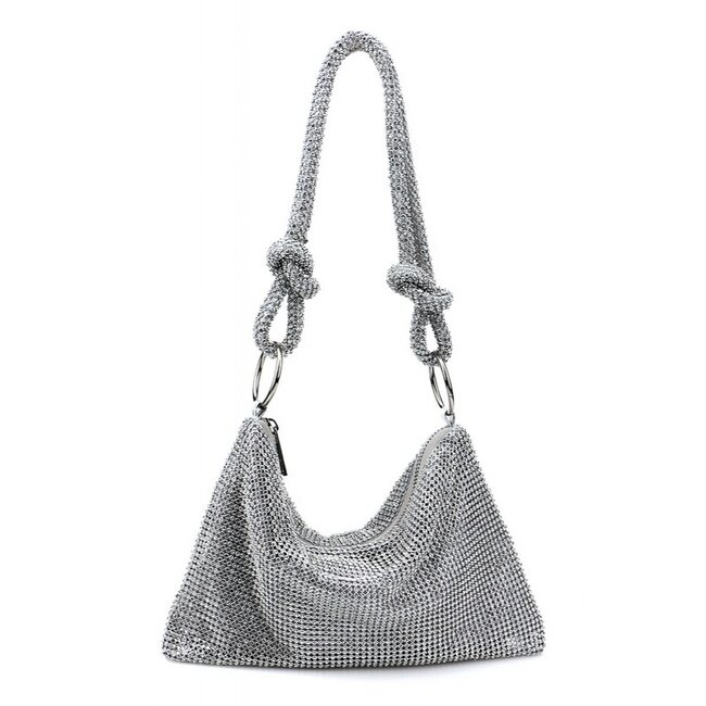 Silberne Strass-Umhängetasche