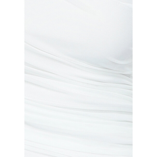 Drapiertes asymmetrisches weißes Kleid mit einer Schulter
