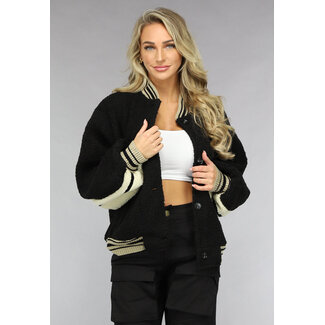 NEW0811 Schwarze Teddy College Jacke