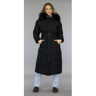 OP=OP.14.AV Lange schwarze wattierte Winterjacke