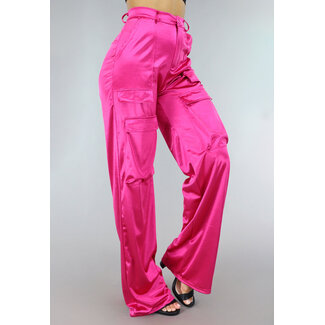 Fuchsia Satin Tall Cargohose
