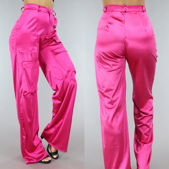 Fuchsia Satin Tall Cargohose