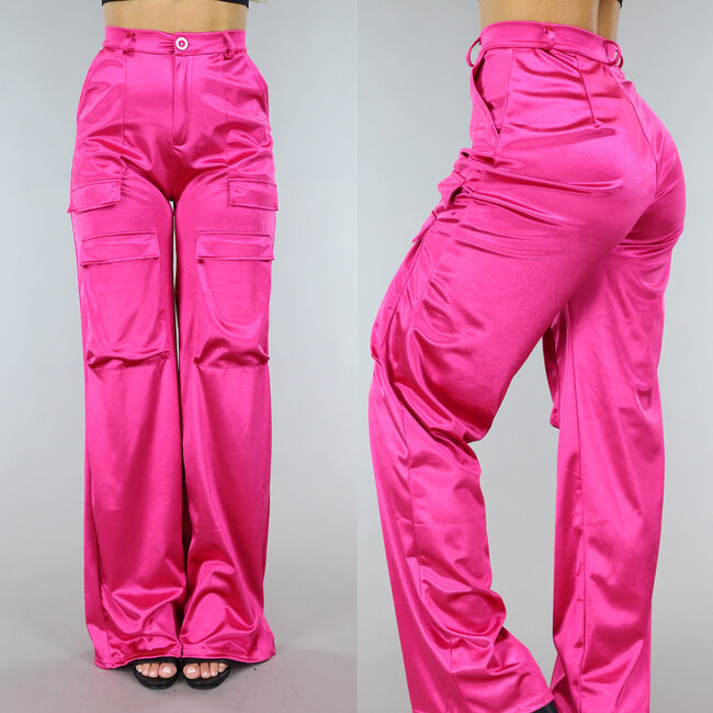 Fuchsia Satin Tall Cargohose