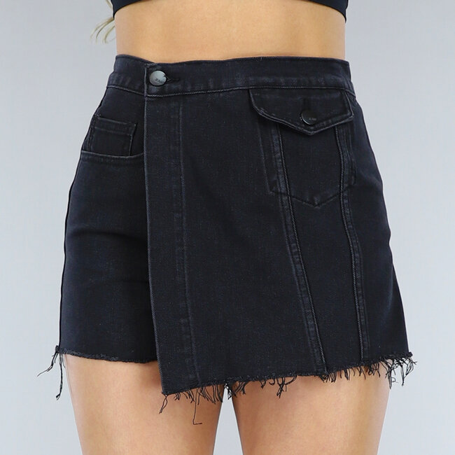 Schwarzer Denim-Skort mit Tasche