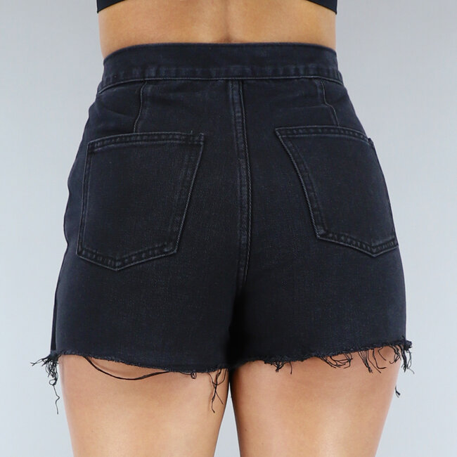 Schwarzer Denim-Skort mit Tasche