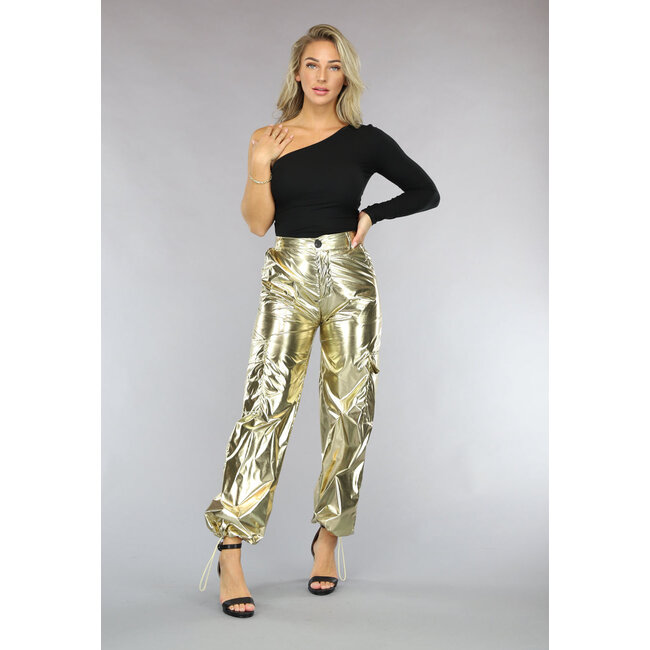 Cargo-Fallschirmhose in Metallic-Gold