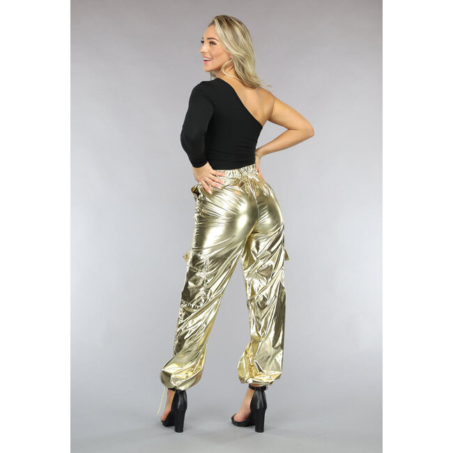 Cargo-Fallschirmhose in Metallic-Gold