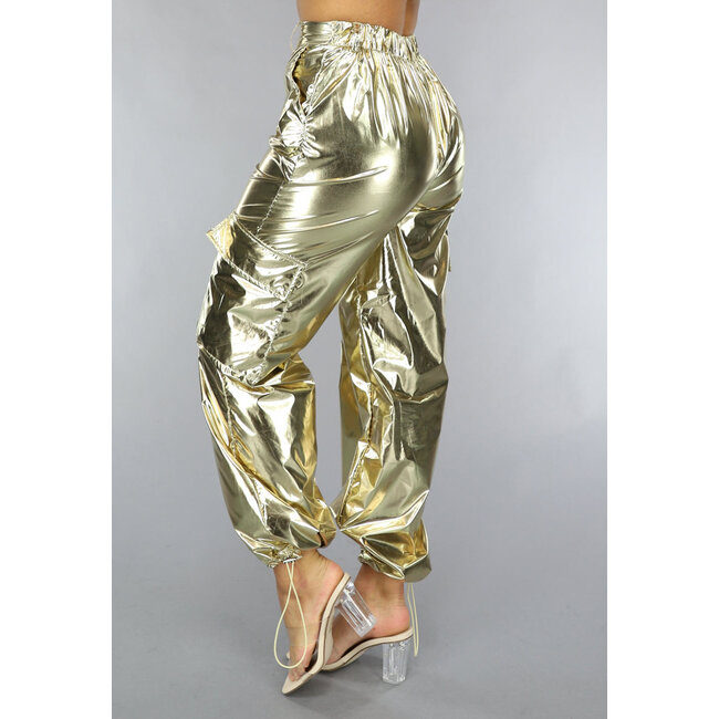 Cargo-Fallschirmhose in Metallic-Gold