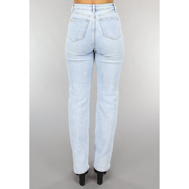 Straight Leg Jeans mit einfachem Knieriss