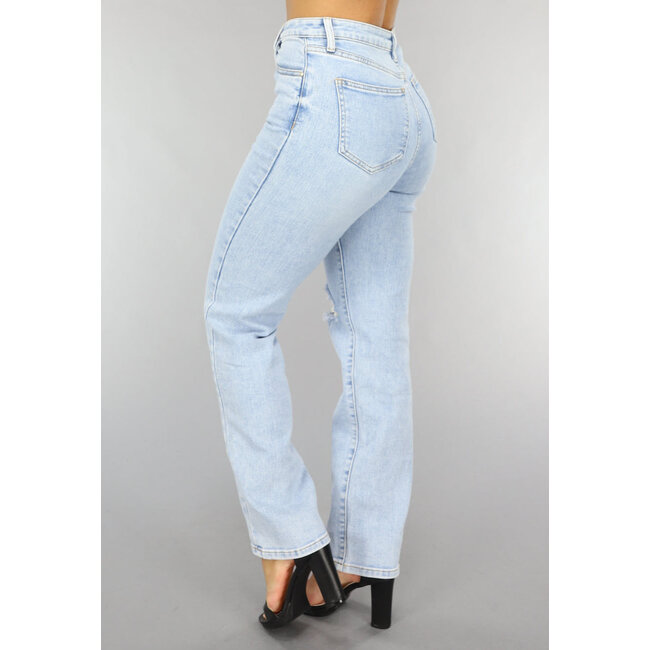 Straight Leg Jeans mit einfachem Knieriss