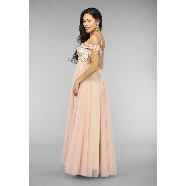 Altrosa Tüllkleid mit Pailletten