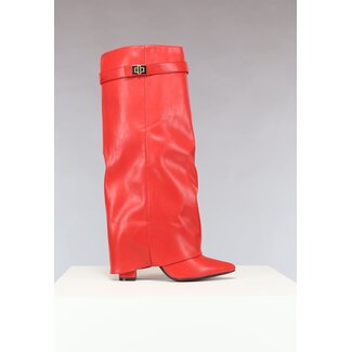 NEW0811 Roter Statement-Stiefel mit Wickel