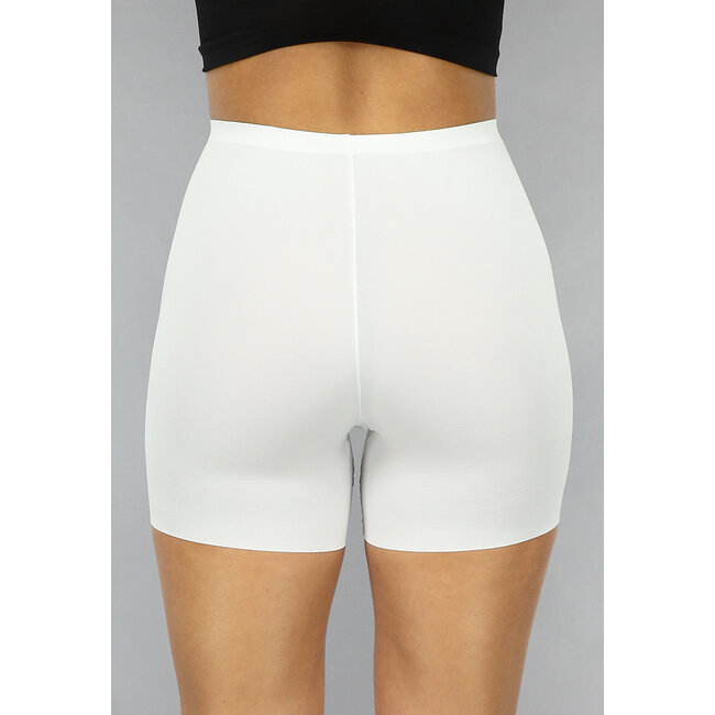 Weiße korrigierende nahtlose Biker-Shorts mit hoher Taille