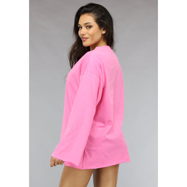 Rosa Oversized Top mit weiten Ärmeln