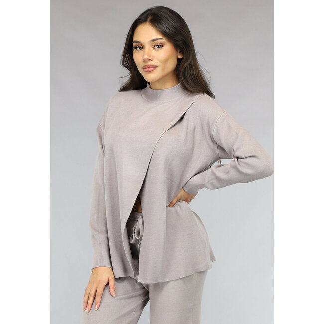 Soft Taupe Lounge Set mit Overslag