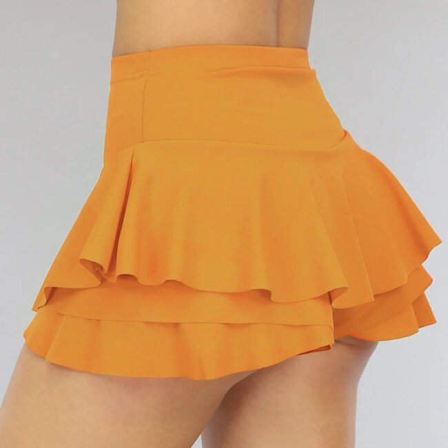 Hellorangefarbener Rüschen-Skort