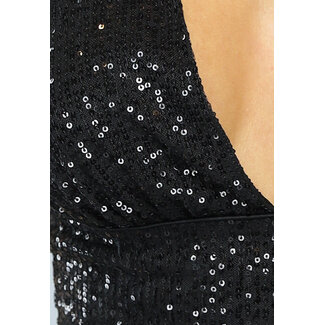 Schwarzes 2-teiliges Hosenset mit Glitter Top