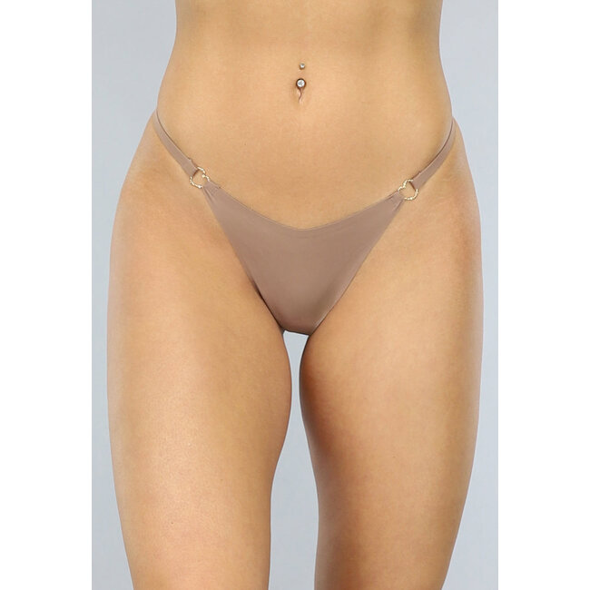 Brauner nahtloser Tanga mit Herz-Details