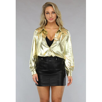 Langärmelige Bluse in Metallic-Gold