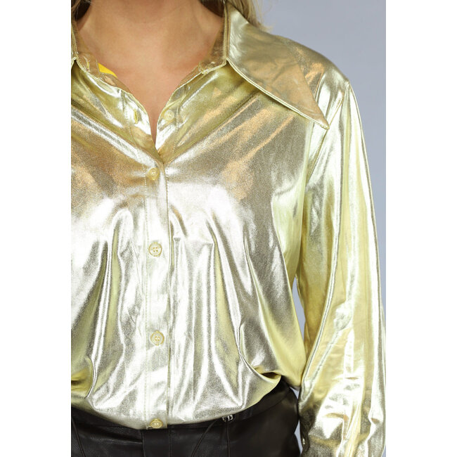 Langärmelige Bluse in Metallic-Gold