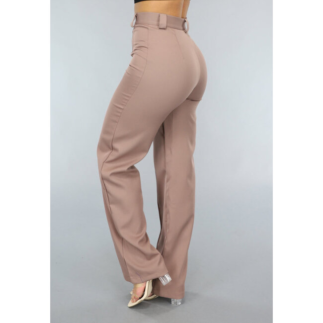 Hose mit geradem Bein in Taupe