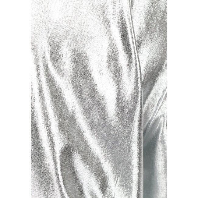 Metallic-Silber-Langarm-Bluse