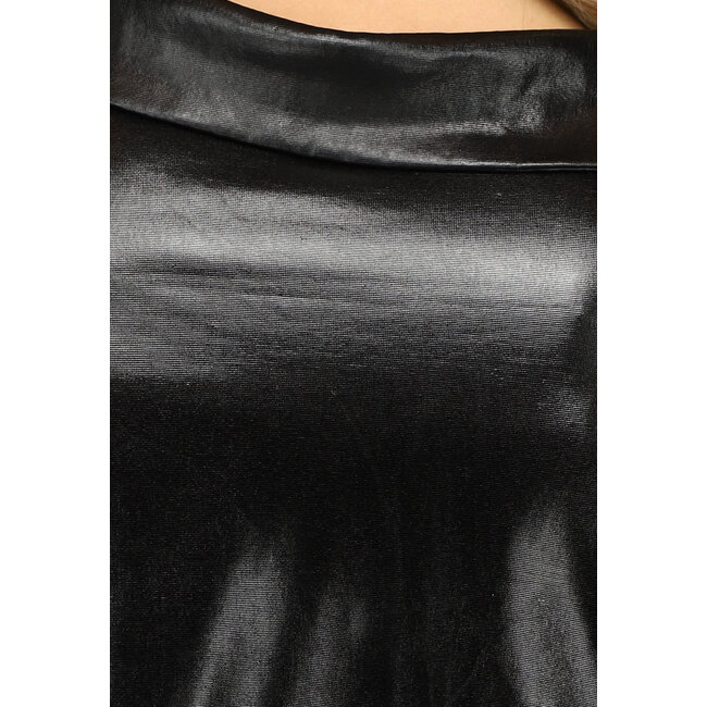 Schwarze Metallic-Bluse mit langen Ärmeln