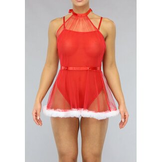 Mesh Weihnachtsdessous Set mit Kleid