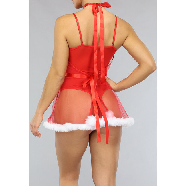 Mesh Weihnachtsdessous Set mit Kleid