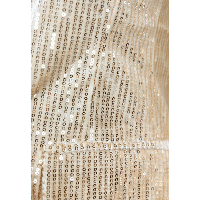 Champagnerfarbener Glitzer-Blazer mit Taschen