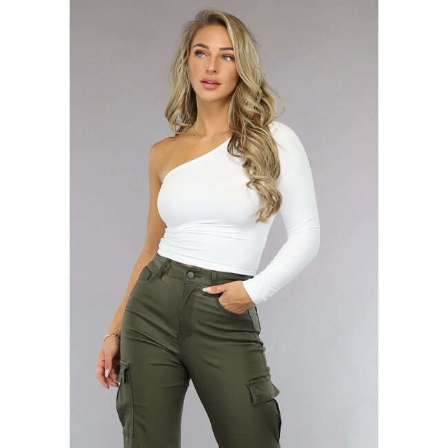 Asymmetrisches Basic-Top in Weiß
