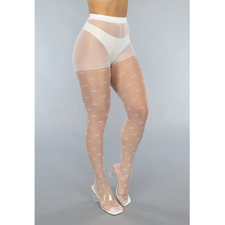 Weiße matte 20 Denier Strumpfhose mit Schleifen
