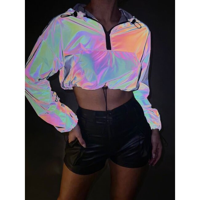 Reflektierender Cropped Windbreaker mit Kapuze