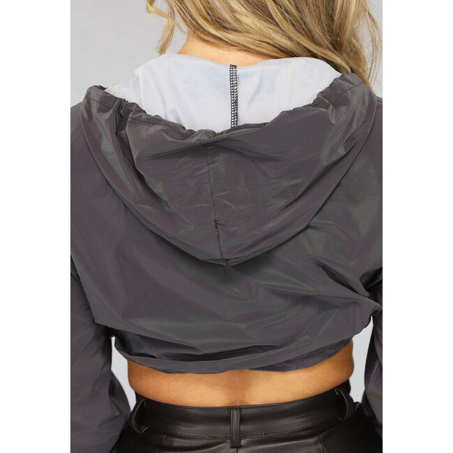 Reflektierender Cropped Windbreaker mit Kapuze