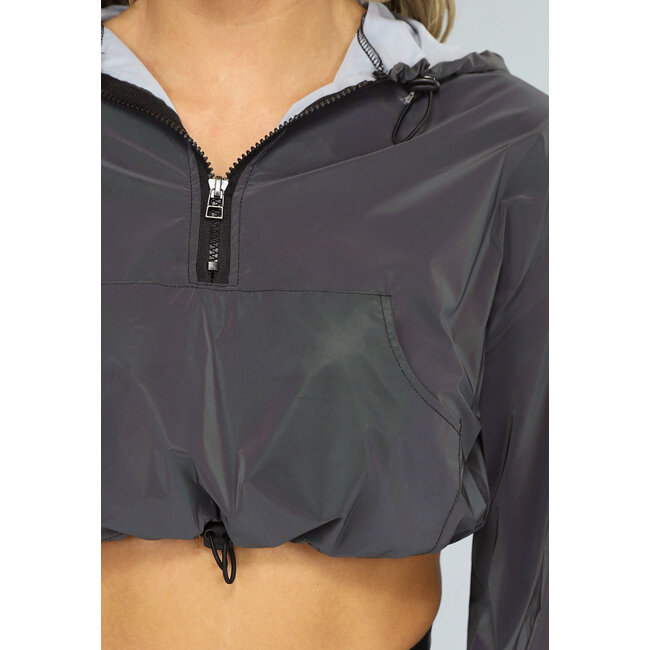 Reflektierender Cropped Windbreaker mit Kapuze