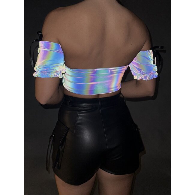 Reflektierendes schulterfreies Top mit Schleifendetail